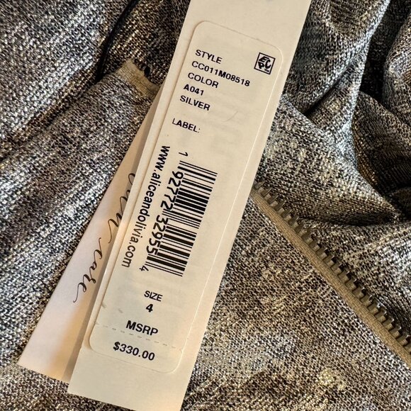 Alice + Olivia Silver Metallic Delora Ruched Mini Dress NWT Holiday Party - Picture 11 of 14